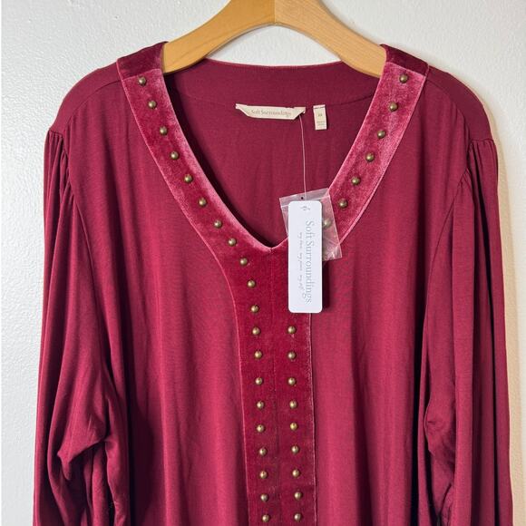 NWT Soft Surroundings Plus 2X Adornment Top in Cabernet Velvet 2FN17 - Picture 3 of 10